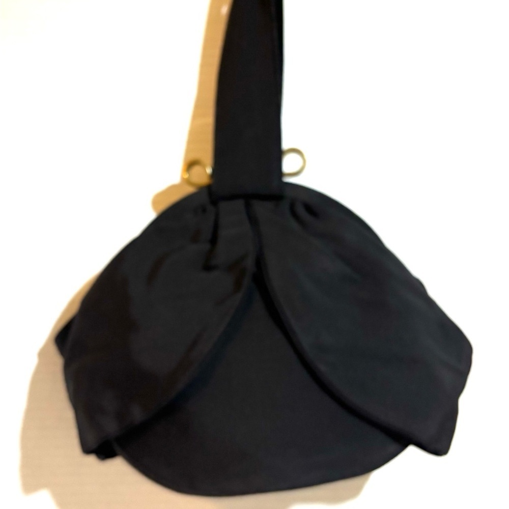 Vintage Black Mini handle Bag with Petal Flap